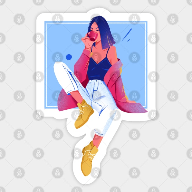 Blue Girl Sticker by Anniko_story